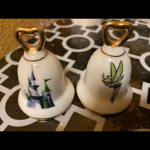 1963 vintage tinker bell and castle salt and pepper shakers never used